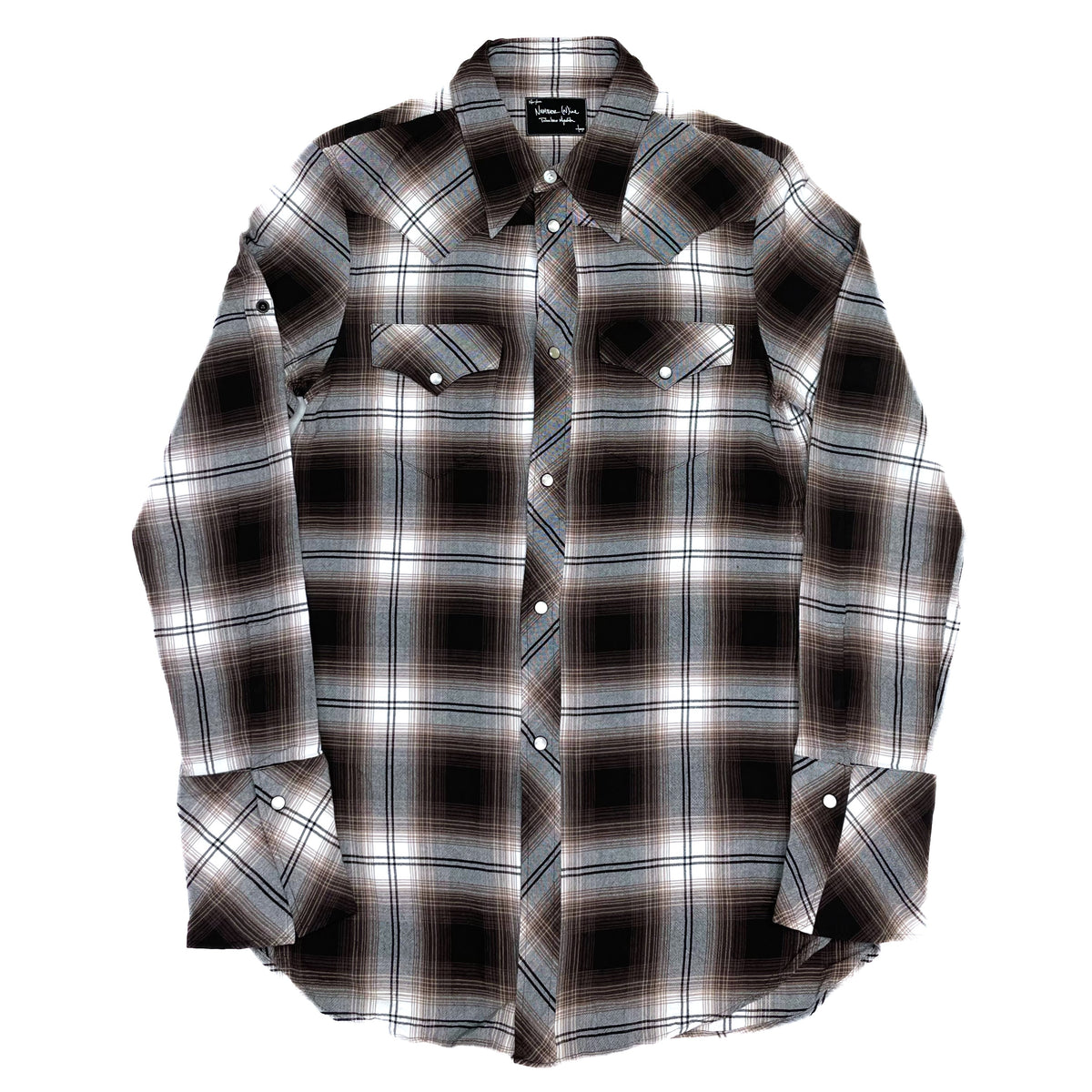 (DESIGNERS) 2000'S～ NUMBER NINE SHADOW PLAID 2WAY DESIGN RAYON SHIRT WITH  GUSSET