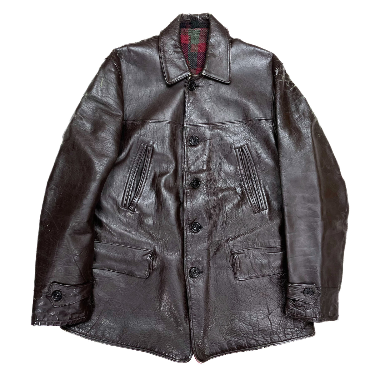Unknown Vintage Leather Car Coat Jacket - ジャケット・アウター