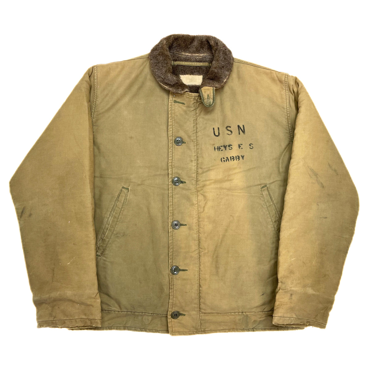 VINTAGE) 1940'S US NAVY N-1 DECK JACKET WITH 3 STEP STENCIL – Linco