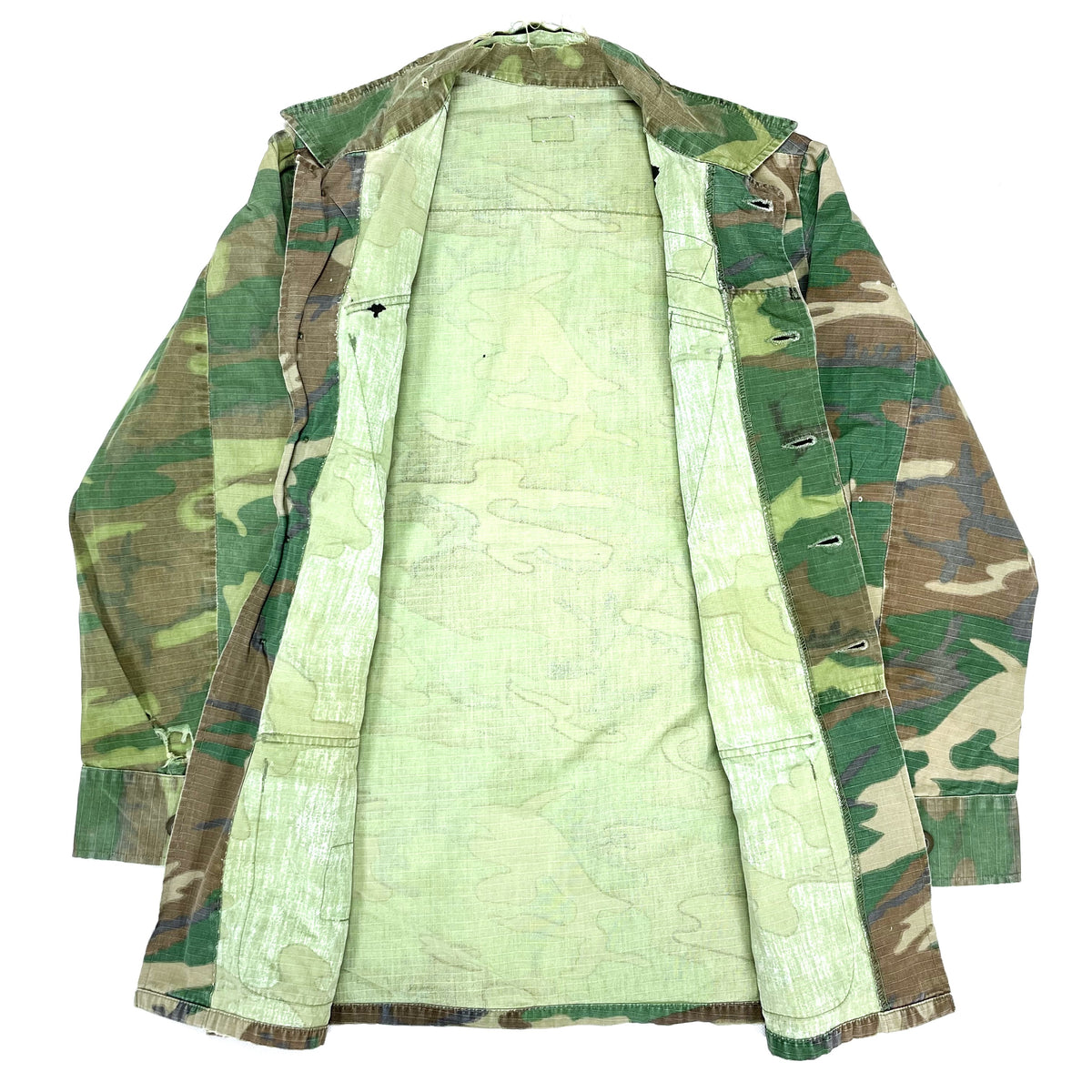 ERDL Green Leaf Camo Ripstop BDU Military Jacket with Stencil, Men's Size M (approx.) unclear Khaki type Vintage Second Hand