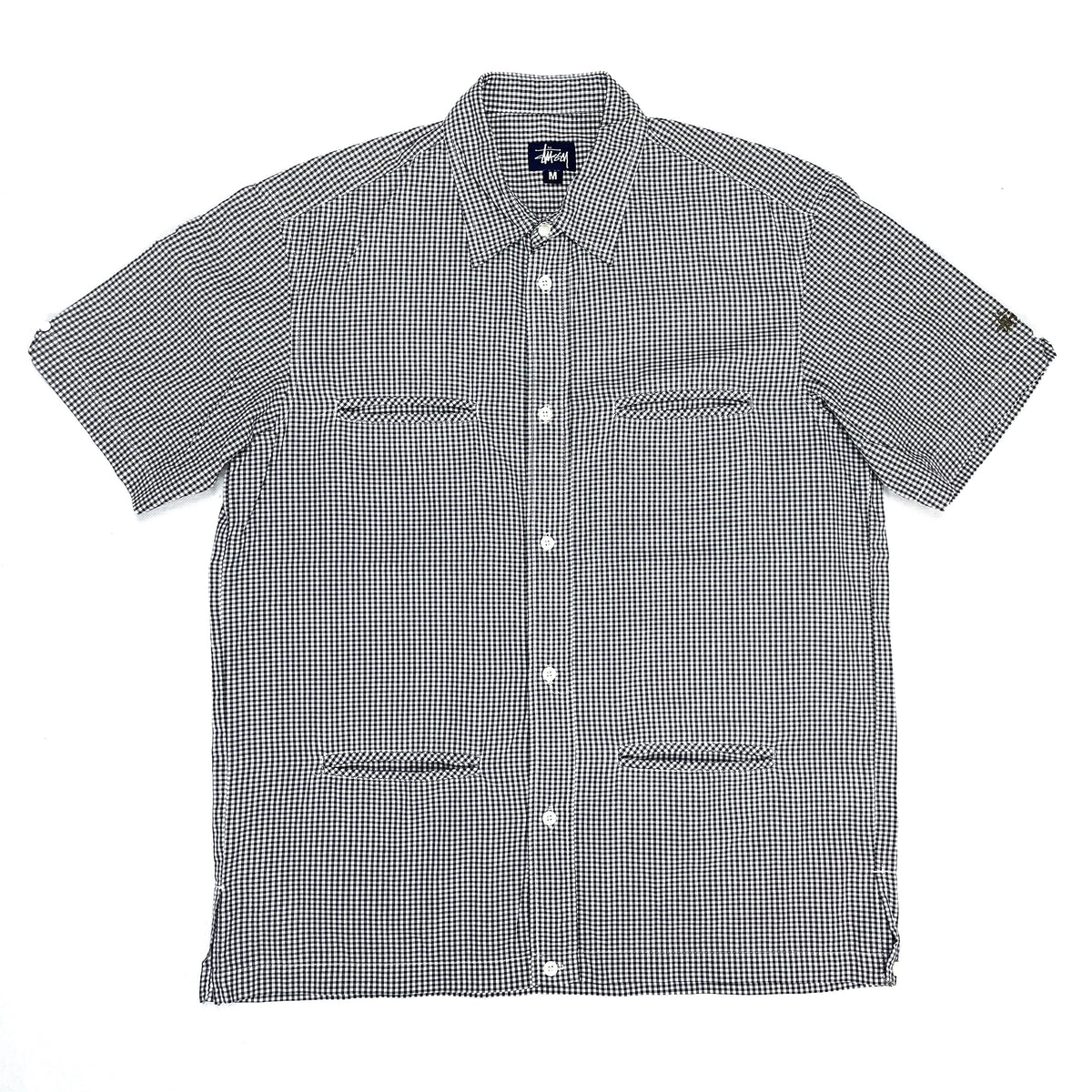 く*ら様 OLD STUSSY 黒白ギンガム　キューバシャツ　L cdf4a6e2c1d0cde8664c7a56663c32