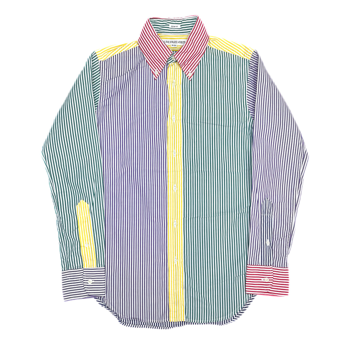 VINTAGE) MADE IN USA INDIVIDUALIZED SHIRTS STRIPED 5 COLOR PANELED