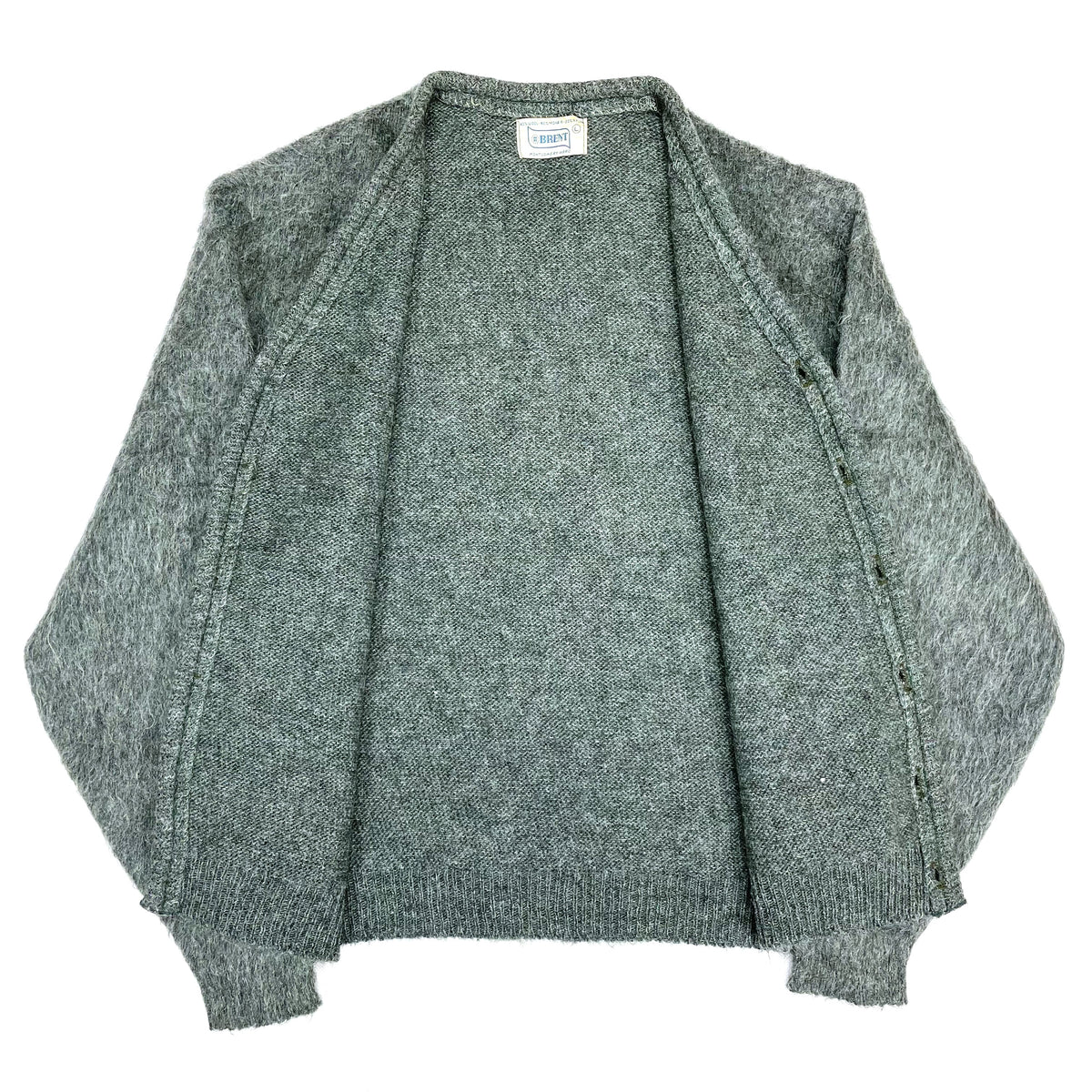 Vintage 60s 70s BRENT Shaggy Mohair Cardigan Sweater Navy L