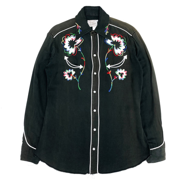 (VINTAGE) 1950'S～ H BAR C SUNFADED EMBROIDERED RAYON WESTERN SHIRT