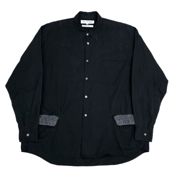 (DESIGNERS) 1990'S MADE IN FRANCE COMME des GARCONS SHIRT L/S SHIRT WITH WOOL PANELED POCKET