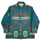 (VINTAGE) MADE IN USA HIGH GRADE by PENDLETON NATIVE PATTERN WOOL BLANKET JACKET