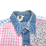 (VINTAGE) 1990'S～ MADE IN USA Re DeNiM PATCHWORK REMAKE DENIM SHORT SLEEVE WESTERN SHIRT