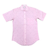 (DESIGNERS) 1980'S～ MADE IN HONG KONG Christian Dior LATTICE PATTERN X PATTERN ITALIAN COLLAR SHORT SLEEVE SHIRT