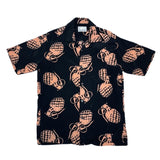 (DESIGNERS) MADE IN JAPAN NEXUS Ⅶ PINEAPPLE SHAPED GRENADE PATTERN TOTAL PATTERN PRINT RAYON LOOP COLLAR SHORT SLEEVE BOX SHIRT