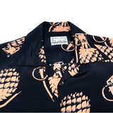 (DESIGNERS) MADE IN JAPAN NEXUS Ⅶ PINEAPPLE SHAPED GRENADE PATTERN TOTAL PATTERN PRINT RAYON LOOP COLLAR SHORT SLEEVE BOX SHIRT