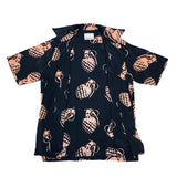 (DESIGNERS) MADE IN JAPAN NEXUS Ⅶ PINEAPPLE SHAPED GRENADE PATTERN TOTAL PATTERN PRINT RAYON LOOP COLLAR SHORT SLEEVE BOX SHIRT