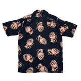(DESIGNERS) MADE IN JAPAN NEXUS Ⅶ PINEAPPLE SHAPED GRENADE PATTERN TOTAL PATTERN PRINT RAYON LOOP COLLAR SHORT SLEEVE BOX SHIRT