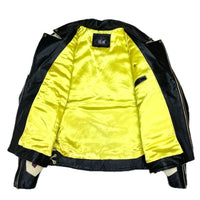(VINTAGE) 1990'S～ MADE IN MEXICO VOLCANO BUFFALO PATTERN LEATHER PATCH DESIGN DOUBLE BREASTED LEATHER BIKER JACKET