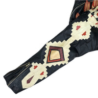 (VINTAGE) 1990'S～ MADE IN MEXICO VOLCANO BUFFALO PATTERN LEATHER PATCH DESIGN DOUBLE BREASTED LEATHER BIKER JACKET