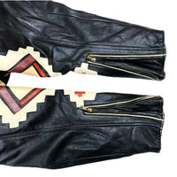 (VINTAGE) 1990'S～ MADE IN MEXICO VOLCANO BUFFALO PATTERN LEATHER PATCH DESIGN DOUBLE BREASTED LEATHER BIKER JACKET