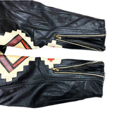 (VINTAGE) 1990'S～ MADE IN MEXICO VOLCANO BUFFALO PATTERN LEATHER PATCH DESIGN DOUBLE BREASTED LEATHER BIKER JACKET