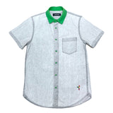 (DESIGNERS) 2012 PHENOMENON COLLAR PANELED DESIGN SHORT SLEEVE SHIRT WITH GUSSET