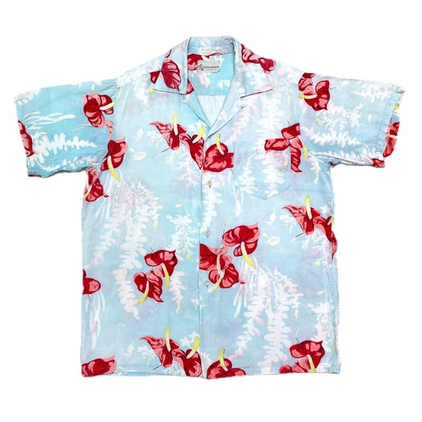 (VINTAGE) 1960'S～ ROYAL HAWAIIAN HIBISCUS PATTERN RAYON HAWAIIAN SHIRT AS IS