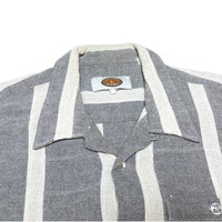 (VINTAGE) 1980'S～ PRO TONG STRIPED PATTERN FLAX BLEND LOOP COLLAR SHORT SLEEVE BOX SHIRT
