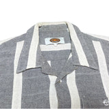 (VINTAGE) 1980'S～ PRO TONG STRIPED PATTERN FLAX BLEND LOOP COLLAR SHORT SLEEVE BOX SHIRT