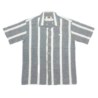 (VINTAGE) 1980'S～ PRO TONG STRIPED PATTERN FLAX BLEND LOOP COLLAR SHORT SLEEVE BOX SHIRT
