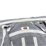 (VINTAGE) 1980'S～ PRO TONG STRIPED PATTERN FLAX BLEND LOOP COLLAR SHORT SLEEVE BOX SHIRT