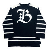 (designers) 2019 MADE IN JAPAN UNDER COVER SLEEVE STRIPE PANELED DESIGN DOUBLE SIDED PRINT SHIRT WITH ELBOW PATCH