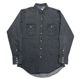 (vintage) 1980'S～ MADE IN USA WRANGLER YARN DYED BLACK DENIM WESTERN SHIRT