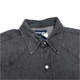 (vintage) 1980'S～ MADE IN USA WRANGLER YARN DYED BLACK DENIM WESTERN SHIRT