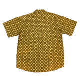 (VINTAGE) 1990'S～ OLD STUSSY NAVY TAG MONOGRAM PATTERN TOTAL PATTERN PRINT 3 POINT FASTENING SHORT SLEEVE SHIRT AS IS
