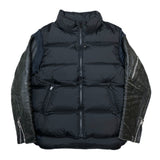 (designers) 2024 UNDER COVER SLEEVE DISTRESSED LEATHER PANELED DOWN JACKET