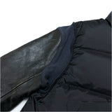 (designers) 2024 UNDER COVER SLEEVE DISTRESSED LEATHER PANELED DOWN JACKET