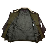 (designers) DEAD STOCK NEW 1980'S～ MADE IN KOREA monsieur NICOLE FRONT DEFORMED ZIP DESIGN PLAIN SLEEVE LEATHER VARSITY JACKET