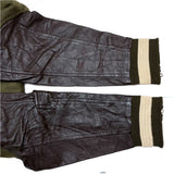 (designers) DEAD STOCK NEW 1980'S～ MADE IN KOREA monsieur NICOLE FRONT DEFORMED ZIP DESIGN PLAIN SLEEVE LEATHER VARSITY JACKET