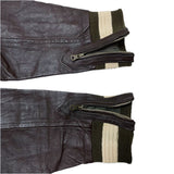 (designers) DEAD STOCK NEW 1980'S～ MADE IN KOREA monsieur NICOLE FRONT DEFORMED ZIP DESIGN PLAIN SLEEVE LEATHER VARSITY JACKET