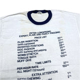 (t-shirt) DEAD STOCK NEW 1983 MADE IN USA PENNY CANDY PRICE LIST PRINT RINGER T-SHIRT