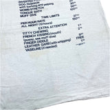 (t-shirt) DEAD STOCK NEW 1983 MADE IN USA PENNY CANDY PRICE LIST PRINT RINGER T-SHIRT