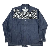 (designers) MADE IN USA AIE ALPHABET PRINT PANELED DESIGN LOOP COLLAR COACH SHIRT