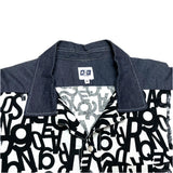 (designers) MADE IN USA AIE ALPHABET PRINT PANELED DESIGN LOOP COLLAR COACH SHIRT