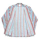 (designers) MADE IN LOS ANGELES GREG LAUREN REMAKE HEM FRINGE STYLE STRIPED PATTERN STAND UP COLLAR SHIRT