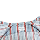 (designers) MADE IN LOS ANGELES GREG LAUREN REMAKE HEM FRINGE STYLE STRIPED PATTERN STAND UP COLLAR SHIRT