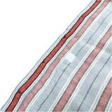 (designers) MADE IN LOS ANGELES GREG LAUREN REMAKE HEM FRINGE STYLE STRIPED PATTERN STAND UP COLLAR SHIRT