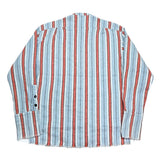 (designers) MADE IN LOS ANGELES GREG LAUREN REMAKE HEM FRINGE STYLE STRIPED PATTERN STAND UP COLLAR SHIRT