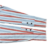 (designers) MADE IN LOS ANGELES GREG LAUREN REMAKE HEM FRINGE STYLE STRIPED PATTERN STAND UP COLLAR SHIRT