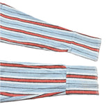 (designers) MADE IN LOS ANGELES GREG LAUREN REMAKE HEM FRINGE STYLE STRIPED PATTERN STAND UP COLLAR SHIRT