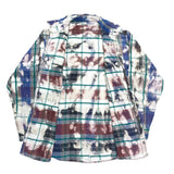 (boro) 1990'S～ UNKNOWN PLAID PATTERN BLEACHED HEAVY FLANNEL SHIRT