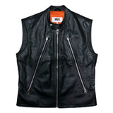 (designers) 2021 MADE IN ITALY MAISON MARGIELA MM6 FIVE ZIP LEATHER BIKER VEST