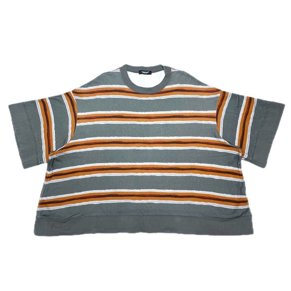 (DESIGNERS) 2000'S～ UNDER COVER STRIPED PATTERN WIDE WIDTH SHORT SLEEVE SWEAT SHIRT