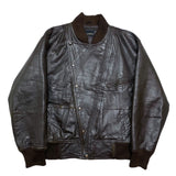 (designers) 1980'S～ MR.JUNKO by JUNKO KOSHINO DIAGONAL ZIP, BUTTON STYLE LAME LEATHER BOMBER JACKET
