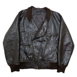 (designers) 1980'S～ MR.JUNKO by JUNKO KOSHINO DIAGONAL ZIP, BUTTON STYLE LAME LEATHER BOMBER JACKET